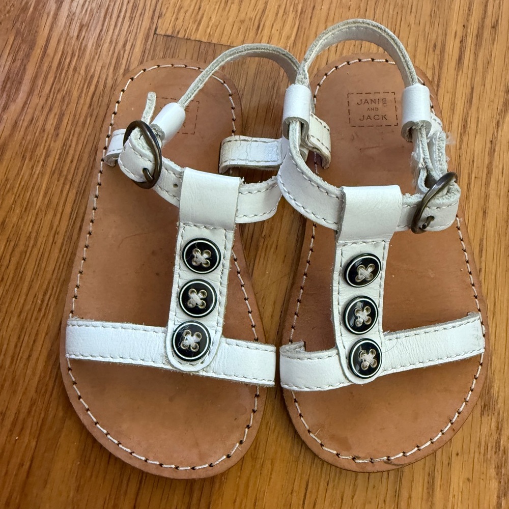Janie and Jack White Leather Kids Sandals